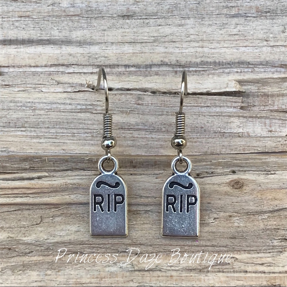 RIP‎ Grave Stone Dangle Earrings